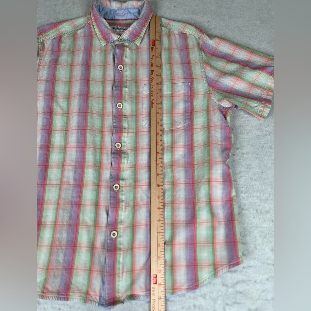 Tommy Bahama Very Berry Ombre Isles Shirt Men’s Size Large Plaid 100% Silk - Picture 5 of 9